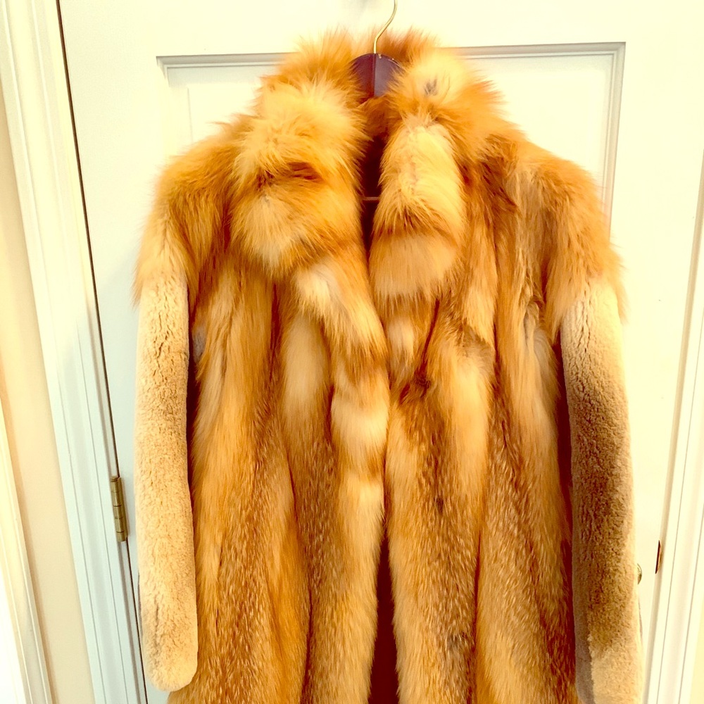 Red fox fur coat size 6/8